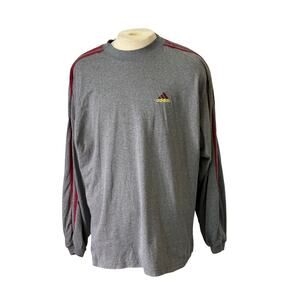Adidas Long Sleeve Tee - Gray and Red - Men's XL